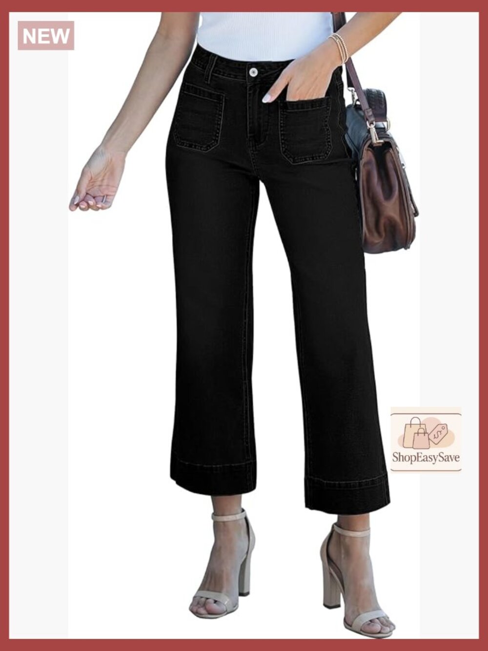 High Waisted Wide Leg Flare Jeans Cropped Stretchy Denim Pants Trendy